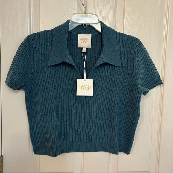 TWP Margaux Johnny Collar Cashmere Top in Junebug